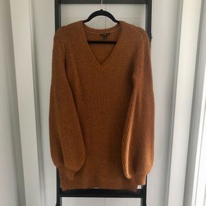 GUESS Balloon Sleeve Sweater Dress - Burnt Orange - XS